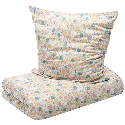 s.Oliver Kinderbettwäsche Blumen 135x200 cm - 100% Baumwolle, praktischer Reißverschluss & maschinenwaschbar, Bettwäsche für Kinder Blümchen 2tlg. bunt