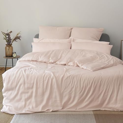 twenty:three® | 100% Eukalyptus Bettwäsche 135x200 cm + 80x80 cm 4teilig Pale Rosé - Tencel™ Lyocell - Reißverschluss - Sommer & Winter - Nachhaltig - Hypoallergen - Weich - Milbenfrei