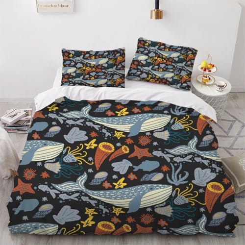 Generisch 3D Maritime Bettwäsche 135x200 cm 2teilig Delphin Bettbezug mit Reißverschluss 100% Mikrofaser Leicht Atmungsaktive Bettwaren Set mit Kissenbezüge 50x75?Muster 24-7?