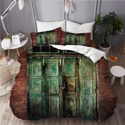 Sezhiqeu Vintage Holztür Bettwäsche 135x200, 3D Muster Weich Kuschelig Mikrofaser Bettwäsche Set Rustikales Landhaus Bettbezug + 2 Kissenbezug 80x80 cm mit Reißverschluss E-3691 Sezhiqeu Vintage Holztür Bettwäsche 135x200, 3D Muster Weich Kuschelig Mikrofaser Bettwäsche Set Rustikales Landhaus Bettbezug + 2 Kissenbezug 80x80 cm mit Reißverschluss E-3691