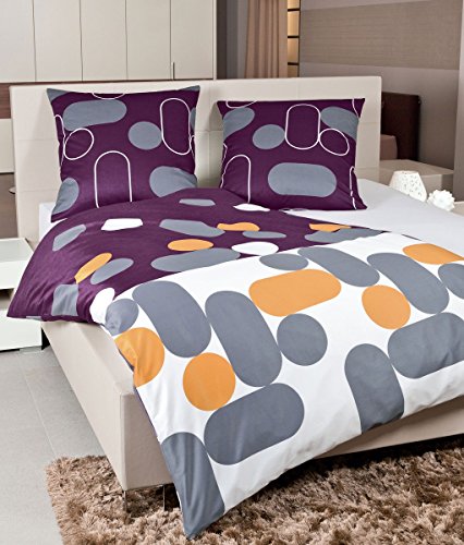 Janine Bettwäsche J. D. 8457, Gr. 135x200 cm, Fb. 05 pflaume aubergine kupfer, Mako-Satin