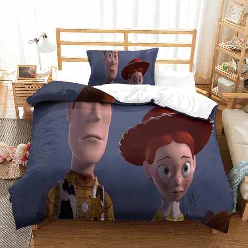 QRWEW Toy Story Bettbezug Bettwäsche-Sets Kinderbettwäsche-Set Reißverschluss Mit Kissenbezügen Betten Set Für Jungen Und Mädchen, Kinder Single?135x200cm?
