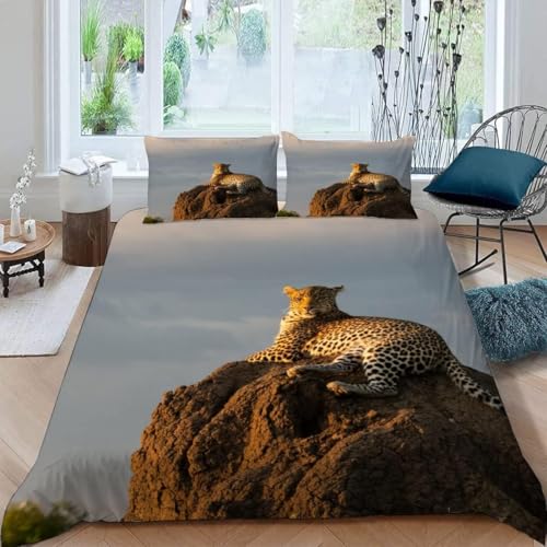 Leopard Bettwäsche 155x200 cm Tierwelt Bettwäsche-Sets Superweich Mikrofaser 3 Teilig Haben 1 Bettbezug und 2 Kissenbezug 80×80cm mit Reißverschluss G.1293 Leopard Bettwäsche 155x200 cm Tierwelt Bettwäsche-Sets Superweich Mikrofaser 3 Teilig Haben 1 Bettbezug und 2 Kissenbezug 80×80cm mit Reißverschluss G.1293