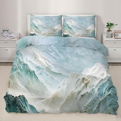 YEMYOR Relief-Berg Bettbezug, 3D-Naturbergmotiv Bettbezug 135 x 200 cm