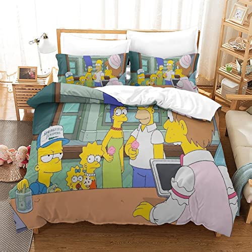 QRWEW Bettwäsche King?220x240cm? 3D Simpson Druck Bettbezug Mit Kissenbezug Bequem Hypoallergenic Modisch Bettwäsche Set Mikrofaser,für Jugendliche Kind Junge Mädchen
