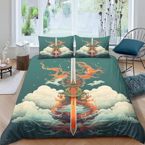 YZQGLHP Bettwäsche 135x200 Drache Und PhöNix Bettbezug Pfeil Bettwäsche Set Neujahrsdekoration Bettbezüge und 2 Kissenbezug 80x80 cm, Weich Mikrofaser 3 Teilig Set mit Reißverschluss