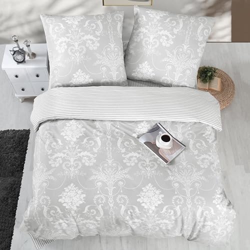 ZIRVEHOME Bettwäsche Set vierteilig, Zwei 155x220cm Bettbezüge, Baumwolle, Alone V1
