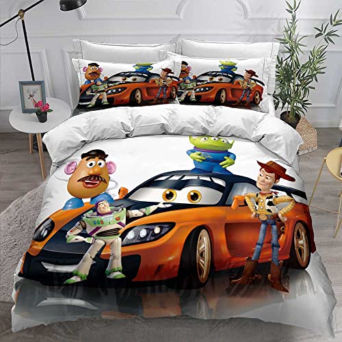 3-teiliger Superweicher Bettbezug Mit Reißverschluss Toy Story, 100% Mikrofaser-Bettwäsche-Se ts Bettbezug Mit 2 Kissenbezügen 80 X 80 cm (135x200cm,Stil 04)