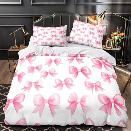 VOXYTMLWG Pink Cherry Blossoms 3D Gedruckt Bettwäsche 3 Teilig Soft Pastel Spring Bettbezug Reißverschluss Weich mit Kissenbezug Schlafkomfort Hautfreundlich for Alle?135x200cm?