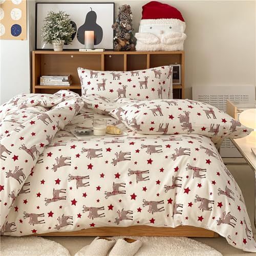 Freyamy Weihnachts Bettwäsche 135x200cm Weiß Bunt Weihnachtselch Stern Bettwaren-Sets Junge Mädchen Weihnachtsmotive Deckenbezug 100% Mikrofaser Bettbezug mit Reißverschluss und Kissenbezug 80x80cm Freyamy Weihnachts Bettwäsche 135x200cm Weiß Bunt Weihnachtselch Stern Bettwaren-Sets Junge Mädchen Weihnachtsmotive Deckenbezug 100% Mikrofaser Bettbezug mit Reißverschluss und Kissenbezug 80x80cm
