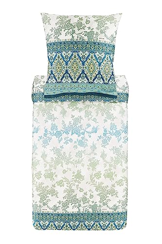 Bassetti AGRIGENTO Bettwäsche + 1 Kissenhülle aus 100% Baumwollsatin in der Farbe Olivgrün V1, Maße: 155x220 + 1 K 80x80 cm - 9325850