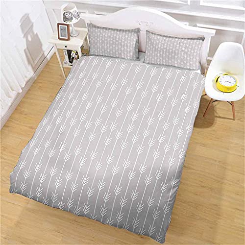 CEFCKB Bettwäsche 200x200 Grauer Pfeil Bettwasche Bettbezug Set Bettwäsche Set Weiche Flauschige Bettbezüge Baumwolle mit Reißverschluss 1mal Bettbezug und 2 Kissenbezug