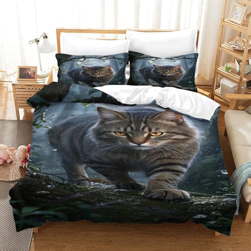 VYIPAXTOR Manx Katze Bettbezug Bettwäsche Kinderbettwäsche Reißverschluss Mit Kissenbezug Betten Set Für Jungen Und Mädchen, Kinder Single?140x200cm?