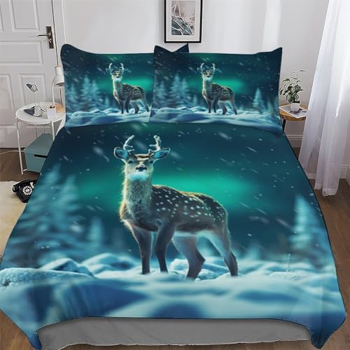 GGJJTT Hirsch Bettwäsche Set 2 teilig Weiches Microfaser Bettbezug Mit Kopfkissenbezug Deckenbezug Für Jungen Mädchen Bettbezüge Single135x200cm