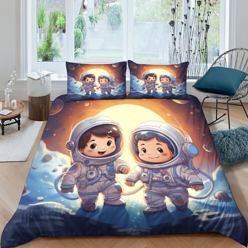 BARDYS Zeichentrickfilm Astronaut Kinder Bettwäsche-Sets Weiche Mikrofaser Zeichentrickfilm Steppdeckenbezug Mit Reißverschluss 3D-Druck Bettbezug Und Kissenbezug Für Jungen Mädchen King?220x240cm? BARDYS Zeichentrickfilm Astronaut Kinder Bettwäsche-Sets Weiche Mikrofaser Zeichentrickfilm Steppdeckenbezug Mit Reißverschluss 3D-Druck Bettbezug Und Kissenbezug Für Jungen Mädchen King?220x240cm?
