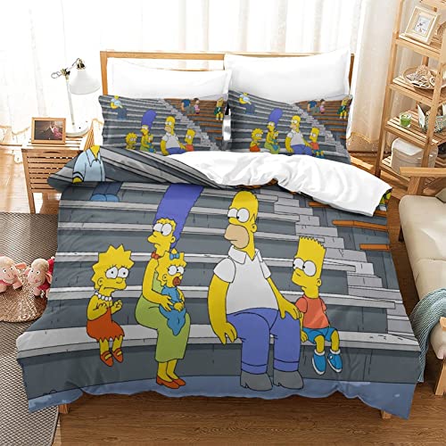 QRWEW Bettwäsche Single?135x200cm? 3D Simpson Druck Bettbezug Mit Kissenbezug Bequem Hypoallergenic Modisch Bettwäsche Set Mikrofaser,für Jugendliche Kind Junge Mädchen