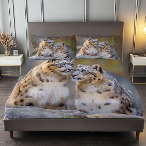 Spannbettlaken-Set Bunt Druck Weiche Bequem Spannbetttuch, Bettwäsche für Mädchen Jungen Realistischer Tier-Leopard Raumdekoration Tiefe Tasche für bis 30 cm Matraze 140 x 200 cm Spannbettlaken-Set Bunt Druck Weiche Bequem Spannbetttuch, Bettwäsche für Mädchen Jungen Realistischer Tier-Leopard Raumdekoration Tiefe Tasche für bis 30 cm Matraze 140 x 200 cm