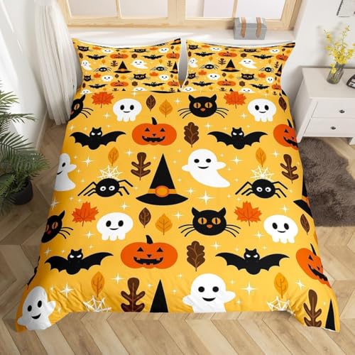 Homewish Halloween Dekor Bettbezug Cartoon Kürbis Bettwäsche 135x200cm Laternen Geister Bettwäsche-Set für Kinder Jungen Mädchen Teenager,Schlafzimmer Dekor Bettwäscheset 2-Teiliges Orange Mikrofaser Homewish Halloween Dekor Bettbezug Cartoon Kürbis Bettwäsche 135x200cm Laternen Geister Bettwäsche-Set für Kinder Jungen Mädchen Teenager,Schlafzimmer Dekor Bettwäscheset 2-Teiliges Orange Mikrofaser