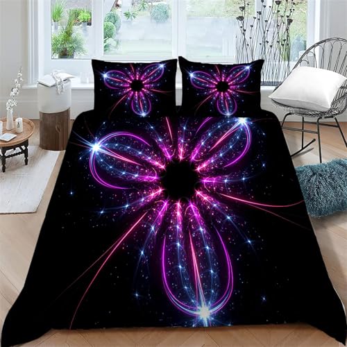 Generisch BettwäSche 135x200 Kunst Bettbezug Set 3 Teilig Bunt Flauschig BettbezüGe und 2 Kissenbezug 80x80, Allergiker BettwäSche-Sets Weiche Microfaser mit ReißVerschluss ba3578