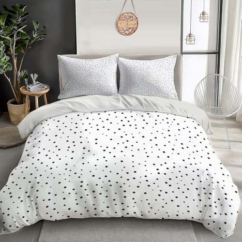 GSAEIMCT Bettwäsche 135X200Cm Schwarz Und Weiß Einfache Punkte 3D Bettwäsche Set Mit Elegante Kunst Weiche Mikrofaser Bettbezug Mit Reißverschluss Kissenbezug Wendebettwäsche & Deko GSAEIMCT Bettwäsche 135X200Cm Schwarz Und Weiß Einfache Punkte 3D Bettwäsche Set Mit Elegante Kunst Weiche Mikrofaser Bettbezug Mit Reißverschluss Kissenbezug Wendebettwäsche & Deko