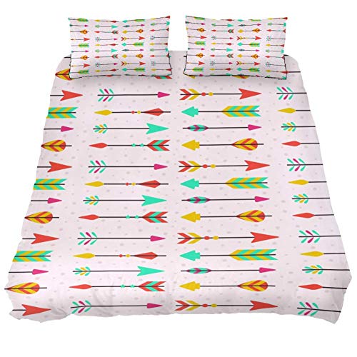 Eslifey Bettwäsche-Set mit bunten Pfeilen, weich, 3-teilig, 150 x 200 cm, Chemisches Gewebe, mehrfarbig, California King 106 x 92 20 x 36 in