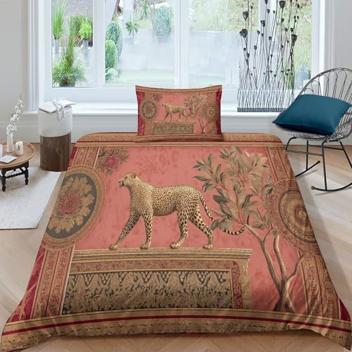 Leopard Bettwäsche 3D Druck Bettbezug Set Microfaser 3 Teiliges Mit Kissenbezüg Und Reißverschlusse Für Kinder Erwachsener Single?135x200cm? Leopard Bettwäsche 3D Druck Bettbezug Set Microfaser 3 Teiliges Mit Kissenbezüg Und Reißverschlusse Für Kinder Erwachsener Single?135x200cm?