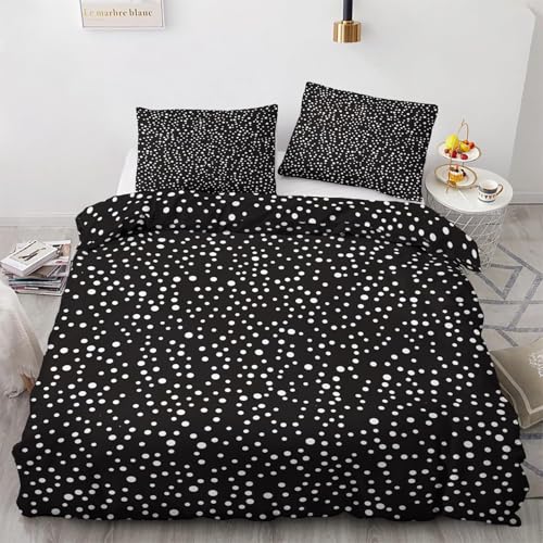 TACOKI Bettwäsche 135x200 Punkte, 3D Muster Schwarz-Weiß Bettwäsche Set Weich Kuschelig Mikrofaser Bettbezug mit Reißverschluss Bettbezüge + 2 Kissenbezug 80x80 cm q2233 TACOKI Bettwäsche 135x200 Punkte, 3D Muster Schwarz-Weiß Bettwäsche Set Weich Kuschelig Mikrofaser Bettbezug mit Reißverschluss Bettbezüge + 2 Kissenbezug 80x80 cm q2233