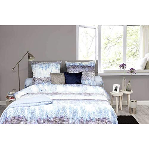 HNL Living Fedde Mako-Satin-Bettwäsche Blau - 135x200 + 1 x 80x80