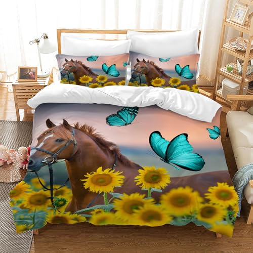 LLTTEER Bettwäsche Set für Pferde 3D-Druck,Kinder Tier Bettwäsche Set 3 Teiligs,Mikrofaser Bettbezug Set mit Reißverschluss und Kissenbezug 50x75cm,für Kinder (Pferd 02, 135 x 200 cm) LLTTEER Bettwäsche Set für Pferde 3D-Druck,Kinder Tier Bettwäsche Set 3 Teiligs,Mikrofaser Bettbezug Set mit Reißverschluss und Kissenbezug 50x75cm,für Kinder (Pferd 02, 135 x 200 cm)