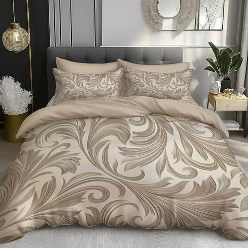 DACRWEKZ Bettwäsche teilig -Lila Französischer Antik-Stil Rose Bettbezüge200×200 cm + Kissenbezüge 80x80 cm cm - Bettwäsche-Sets Mikrofaser mit Reißverschluss