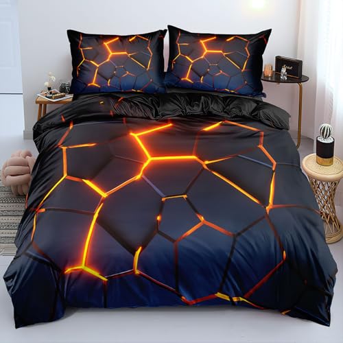 VOGIAY 3D Effekt Bettwäsche-Set 135x200cm, Gold Schwarz Geometrisch Betten Set für Kinder Jungen Mädchen Jugendliche, Bettbezug 135x200cm, 1 Kopfkissenbezug 80x80cm Mit Reißverschluss VOGIAY 3D Effekt Bettwäsche-Set 135x200cm, Gold Schwarz Geometrisch Betten Set für Kinder Jungen Mädchen Jugendliche, Bettbezug 135x200cm, 1 Kopfkissenbezug 80x80cm Mit Reißverschluss