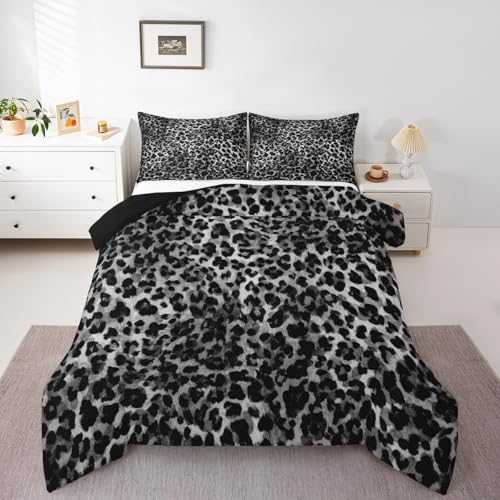 Feelyou Kinder-Bettwäsche-Set, Leopardenmuster, volle Größe, Safari-Bettwäsche-Set, Geparden-Bettbezug, Jungen, Mädchen, Teenager, Schlafzimmer, Dekor, 3-teilig