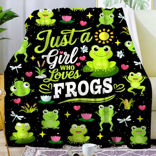 CircKoric Niedliche Froschdecke, Geschenke für Frauen, Mädchen, Kinder, Erwachsene, Geburtstag, Weihnachten, Frösche, Überwurf, Decken, Geschenke für Bett, Bettwäsche, Sofa, Stuhl, Heimdekoration, 127