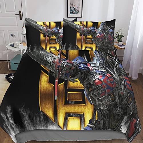 YINGD 3D-Transform-Bettwäsche- Set für Jungen und Teenager, Film-Bettbezug, Mikrofaser-Bettbezug mit Reißverschluss, 3-teilige Kissenbezüge, 220 x 240 cm