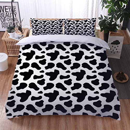 GSKOQD Bettwäsche Set 135X200Cm 100% Polyester Winterbettwäsche Für Mädchen Und Jungen, 3D Kreative Schwarz-Weiß-Punkte Druck Muster 3 Teilig-Set : 1 Bettbezug + 2 Kissenbezug 80X80Cm Weiche Flausc