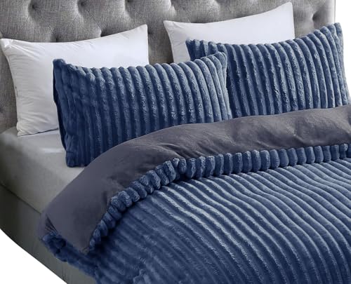 Leonado Vicenti Teddy Plüsch Winter Wende Bettwäsche Cord Streifen Cashmere Touch Feeling Nicky Plüsch Coral Fleece Flauschig Uni Einfarbig Wendebettwäsche