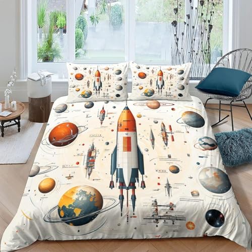 Kinder Bettwäsche 90X190 cm Für Mädchen Und Jungen 3D Weiche Bettbezug Mikrofaser Set Kinderbettwäsche Astronauten-Weltraum Bettbezüge Mit Reißverschluss +2 Kissenbezüge 80X80 cm -4218975073737050000 Kinder Bettwäsche 90X190 cm Für Mädchen Und Jungen 3D Weiche Bettbezug Mikrofaser Set Kinderbettwäsche Astronauten-Weltraum Bettbezüge Mit Reißverschluss +2 Kissenbezüge 80X80 cm -4218975073737050000
