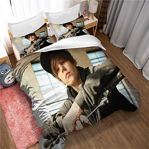 CHAOSE Bettbezug-Set, 100% Reine Baumwolle, Justin Bieber Singer, Hotelqualität, Bettbezug-Set Mit Kissenbezügen, Pflegeleicht Und Superweiche Luxus-Bettwäsche (Bild 01,220 x 240 cm)