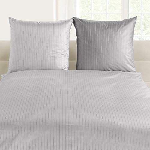 Curt Bauer Damast Bettwäsche Ferrara perlgrau 155x220 cm + 80x80 cm