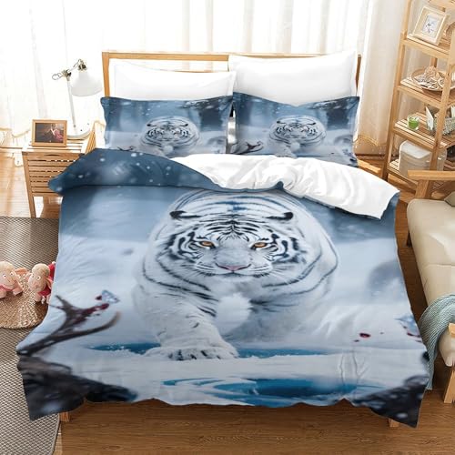 CHUIYUFULAN Tiger Bettbezug Bettwäsche Kinderbettwäsche-Set Reißverschluss Mit Kissenbezug, Betten Set Für Jugendliche Kinder Schlafzimmer Single?140x200cm?