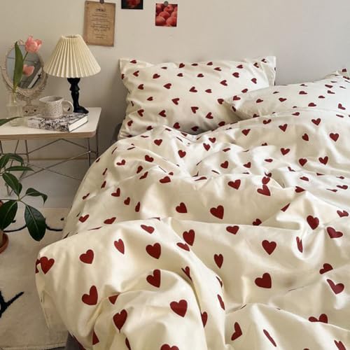 Nayoroom Herzchen Bettwäsche Weiß Rot 200x200 3 Teilig Microfaser Aesthetic Herzen Bettbezug Bettwäsche Set und Kissenbezug 80x80 cm Reißverschluss für Doppelbett Nayoroom Herzchen Bettwäsche Weiß Rot 200x200 3 Teilig Microfaser Aesthetic Herzen Bettbezug Bettwäsche Set und Kissenbezug 80x80 cm Reißverschluss für Doppelbett