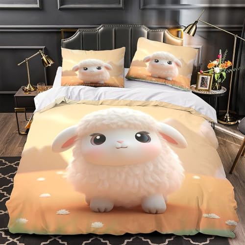 Nett Bunny Bettwäsche-Set 3D Druck 3 Stück soft Pink Background Bettdeckenbezug Zip Verschluss Bequem mit Kopfkissenbezug Atmungsaktiv for Jungen,Teenager,Männer,J ugendliche Single?140x200cm?