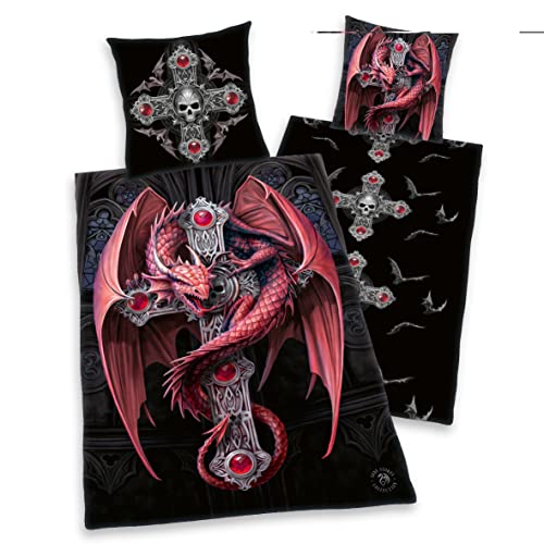 Herding, Anne Stokes Bettwäsche Kreuz Gothic, 135/200 im hochwertigen Digitaldruck, Fantasy