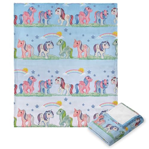 NORTHWEST Hasbro My Little Pony, Retro-Regenbögen, Seiden-Touch-Überwurfdec ke, 101,6 x 127,7 cm