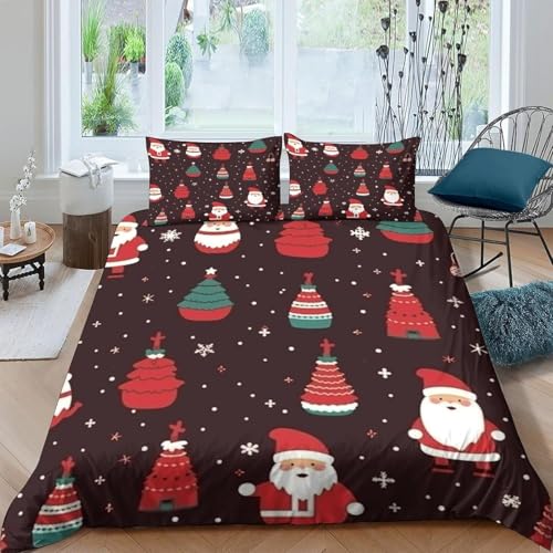 Bettbezug Kissenbezug 80X80 Bettwäsche Set 2/3 Teilig, 3D Weihnachten Mikrofaser Bettwäsche-Sets Mit Reißverschluss Für Kinder Teenager Bettwäsche 135X200 cm - Bequem Und Antiallergisch -59847726215