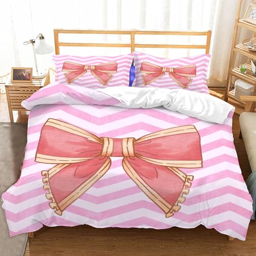 Duosm Bettwäsche 155x220 Pinker Bogen 3D, Weiche Atmungsaktiv Mikrofaser Bettzeug Set Karikatur Bettwäsche-Sets, Bettbezug und 2 Kissenbezug 80x80 cm