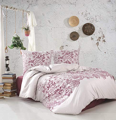 ZIRVEHOME Bettwäsche 135x200 cm. beige/weinrot geblümt, 100% Baumwolle/Renforcé mit Reißverschluss Atmungsaktiver 2 teilig Bettbezug Set mit Kissenbezug 80x80 cm. Mandora V2 ZIRVEHOME Bettwäsche 135x200 cm. beige/weinrot geblümt, 100% Baumwolle/Renforcé mit Reißverschluss Atmungsaktiver 2 teilig Bettbezug Set mit Kissenbezug 80x80 cm. Mandora V2