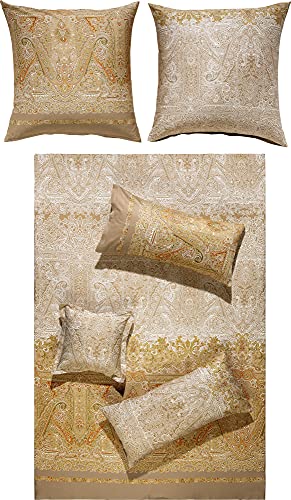Bassetti Bettwäsche Michelle V6 Mako-Satin beige Größe 155x220 cm (40x80 cm)