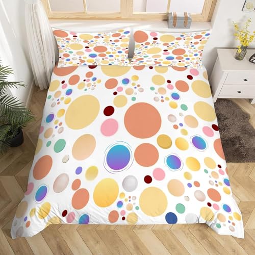 Bettwäsche 155x220 Bunte Punkte Bettwäsche Sets Abstrakte Kunst Bettenset 3D Druck Weich Microfaser Bettdeckenbezug mit Reißveschluss und 2 Kissenbezug für Jungen Mädchen J.226