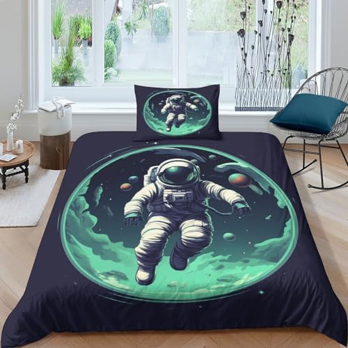 ItoMen Astronaut 3D Bettbezug Space Raum Bettwäsche Set 2 Teilig Bettbezüge Mikrofaser Mit Reißverschluss Und Kissenbezug Für Erwachsene Kinder Mädchen Junge Single?135x200cm? ItoMen Astronaut 3D Bettbezug Space Raum Bettwäsche Set 2 Teilig Bettbezüge Mikrofaser Mit Reißverschluss Und Kissenbezug Für Erwachsene Kinder Mädchen Junge Single?135x200cm?